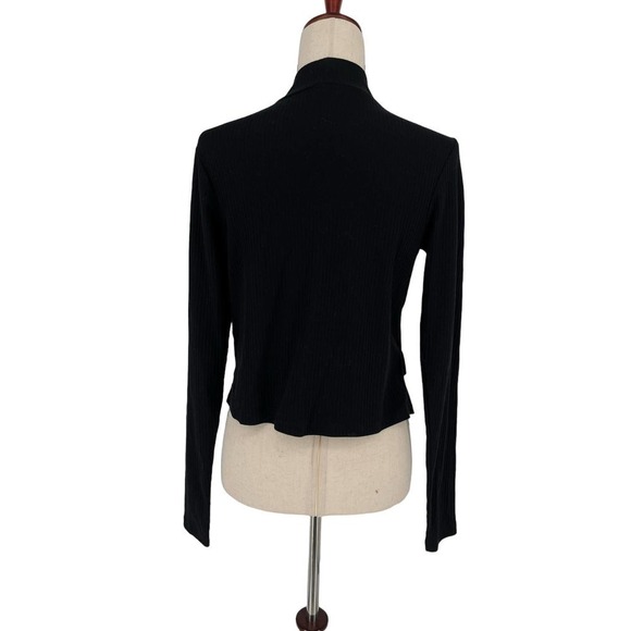 Bp. Black Ribbed Mock Neck Women Top with Front Midriff Cutout - Size 1x - NWT - Picture 2 of 9